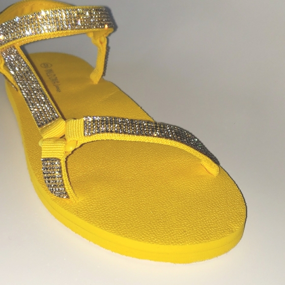 yellow bling sandals